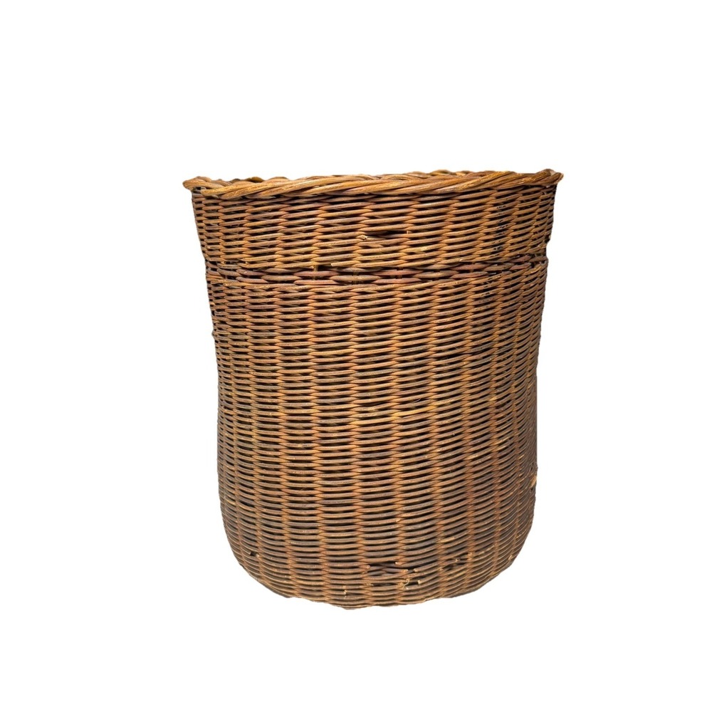 Hand-woven Natural Planter Wicker Waste Basket TrashContainer, Natural 10" Deep